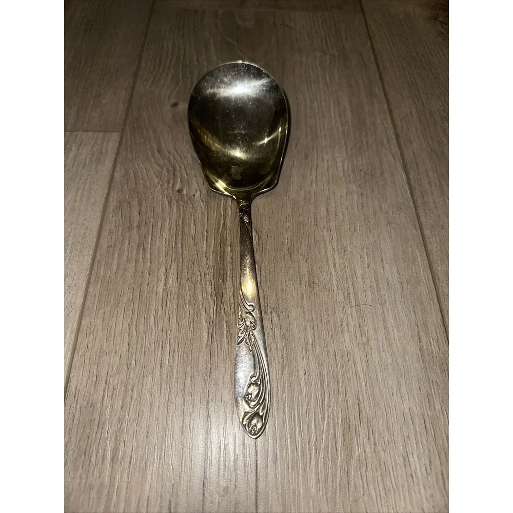 Vintage National Silverplate‎ Garden of Roses Serving Berry Casserole Spoon